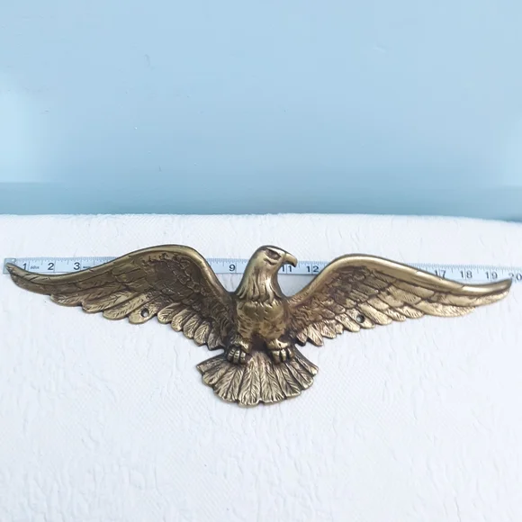 Large 4LB Brass Bald Eagle Wall Door House Plaque Gold Hanging America Patriotic - Picture 7 of 15